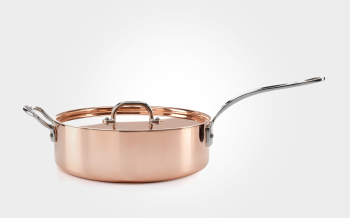26cm copper induction saut&#233; pan, with lid